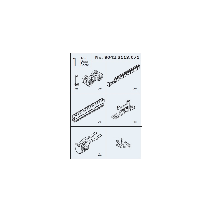 Garniture, HAWA DIVIDO 100 GRM, pour 1 porte