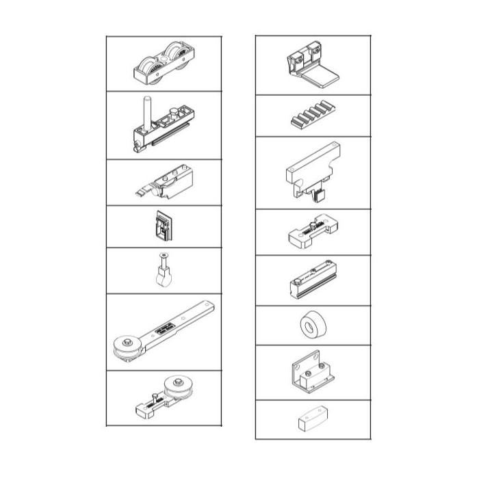 Hawa Telescopic 80/G, garniture pour 2 portes coulissantes