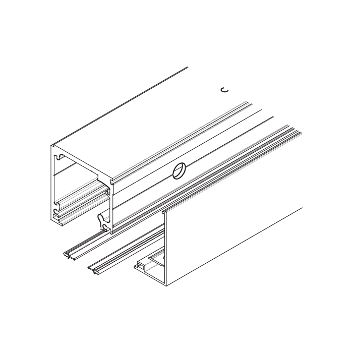 Hawa Purolino Plus 80 jeu de rails de roulement, perc pour montage au plafond et profil pour glace fixe