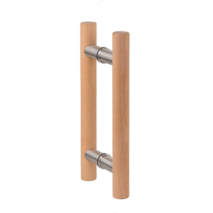 Bton de marchal en bois massif avec fixation en inox noir