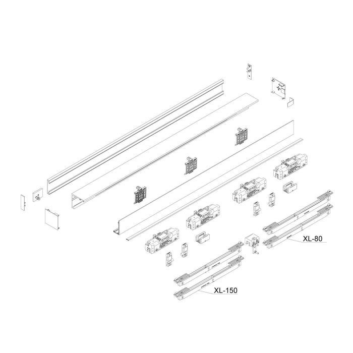 MUTO Comfort XL 80 set complet, pour deux vantaux avec largeur de porte max. 810 mm, avec imposte pour montage verre