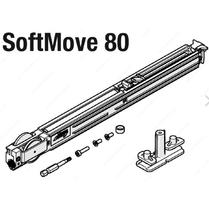 Hawa Purolino Plus 80, Garnitur komplett fr 1 Schiebetr (ESG / VSG), mit SoftMove 80