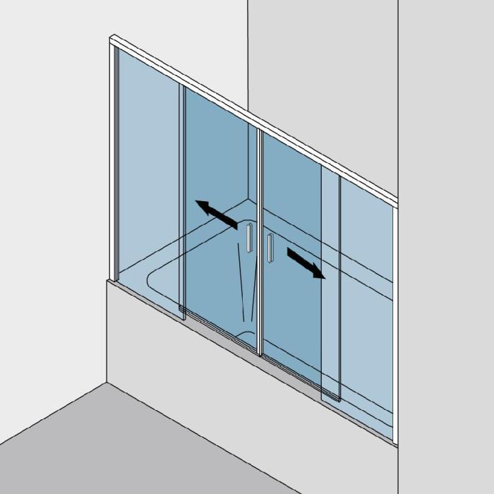 Shower System SF 740 PREMIUM, Type 375BW, complete set for niche shower, double door, with 2 fix glasses, on bathtub