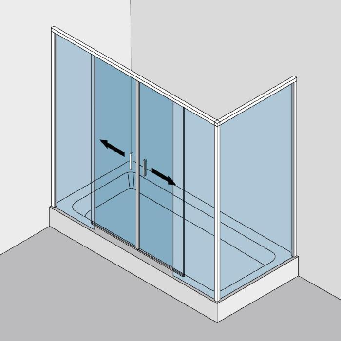 Shower System SF 740 PREMIUM, Type 380DT, complete set for corner shower, double door, with 3 fix glasses