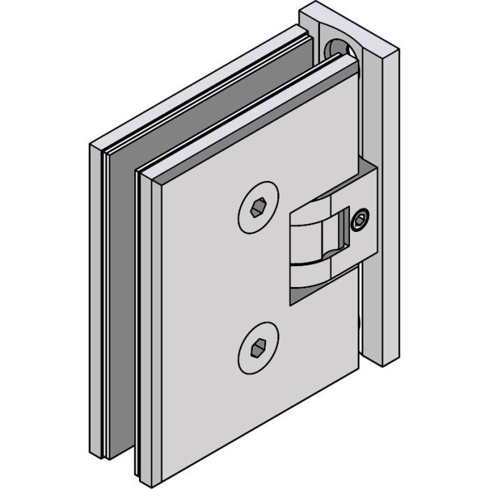 Charnire de porte en verre Synera, platine troite, verticale