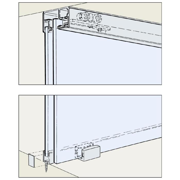 HAWA PORTA 100 GWF set complet pour 1 porte coulissante avec verre fixe