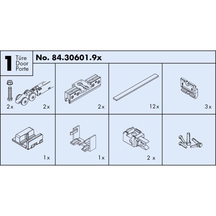 Garniture complte pour 1 porte jusqu' 25 kg, HAWA BANIO 40