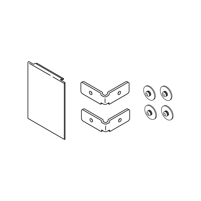 Fascia end component set, mod. G, one-sided, ceiling mounting