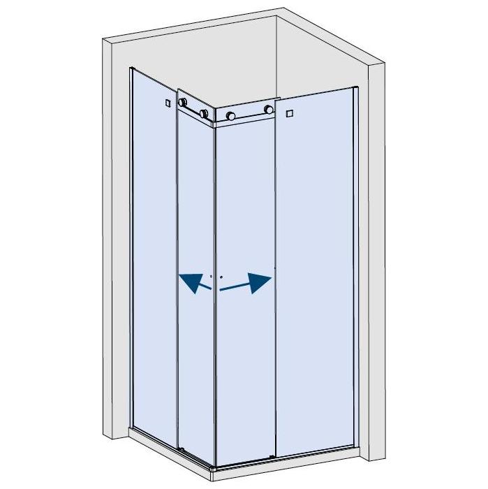 Duschtrsystem BX-6020 ETERA mit SOFT CLOSE, Komplett-Set fr Eckdusche, zweiflglig, mit Eckeinstieg