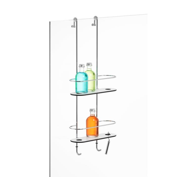 Bodyguard, shower caddy including a razor holder, with shelf HPL