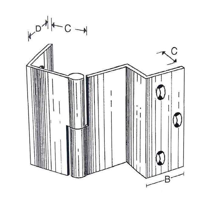 Paumelle abattant double querre