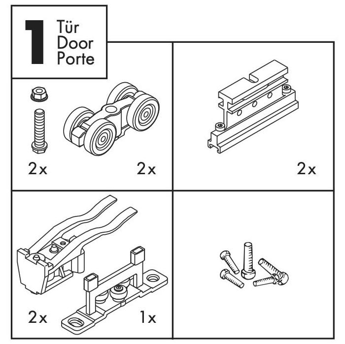 Fitting set HAWA DIVIDO 100, mod. RSO, for 1 alu-framed-glass door