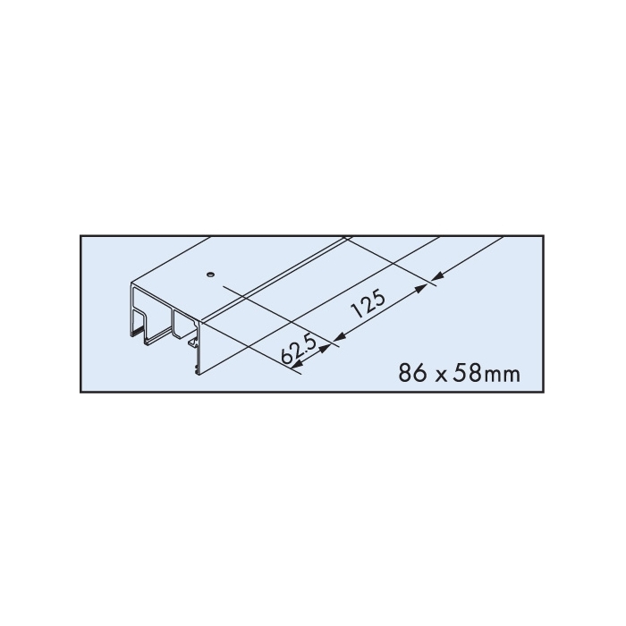 Running track, fixed glass, HAWA PORTA 100, mod. GWF, pre-drilled